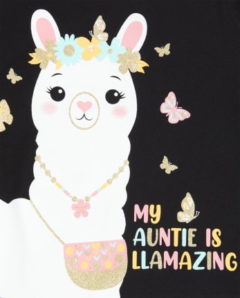 Camiseta con estampado de tía Llama para bebés y niñas pequeñas