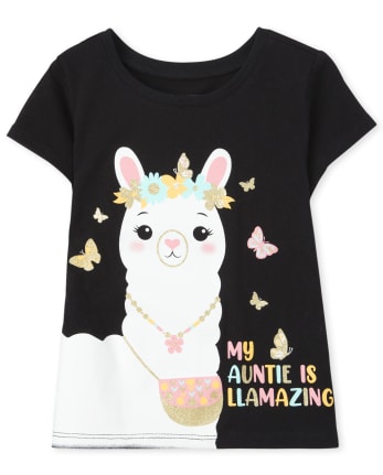 Camiseta con estampado de tía Llama para bebés y niñas pequeñas