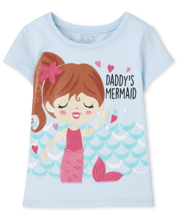 Baby And Toddler Girls Daddy's Mermaid Graphic Tee