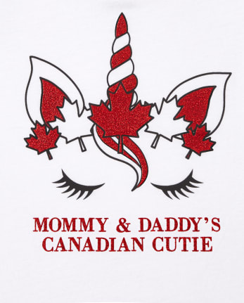 T-shirt graphique licorne pour bébés et petites filles de la fête du Canada