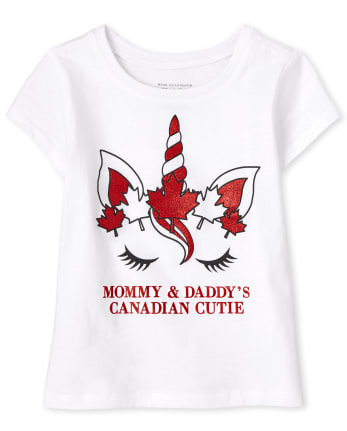 T-shirt graphique licorne pour bébés et petites filles de la fête du Canada