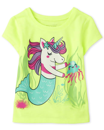 Camiseta con estampado de unicornio y sirena para bebés y niñas pequeñas