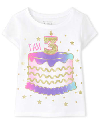 Baby And Toddler Girls I Am 3 Birthday Graphic Tee