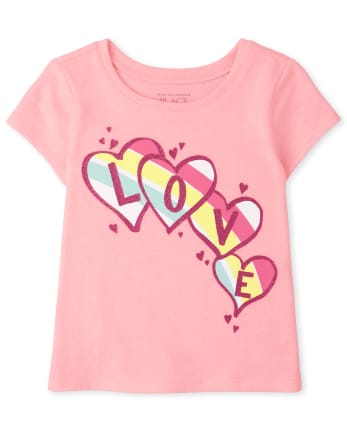 Baby And Toddler Girls Short Sleeve Love Graphic Tee | The Children's Place