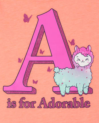 Paquete de 3 camisetas con gráfico ABC para niñas pequeñas