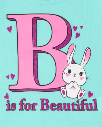 Paquete de 3 camisetas con gráfico ABC para niñas pequeñas