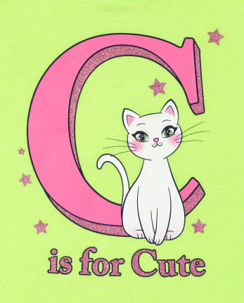 Paquete de 3 camisetas con gráfico ABC para niñas pequeñas