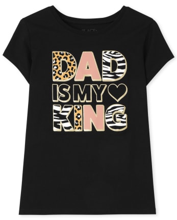 Girls Short Sleeve Dad Is My King Graphic Tee BLACK The