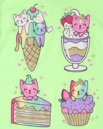 Girls Dessert Cat Graphic Tee