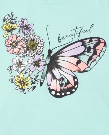 Paquete de 3 camisetas con gráfico de mariposa para niñas