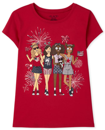 Camiseta con estampado Americana Girl Squad para niñas