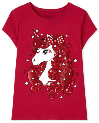 T-shirt graphique licorne Fête du Canada pour fille
