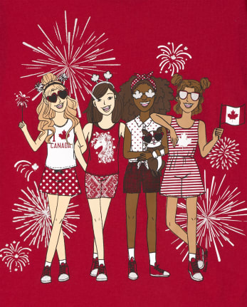 T-shirt graphique de l'escouade de la fête du Canada pour filles