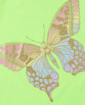 T-shirt graphique papillon arc-en-ciel pour filles