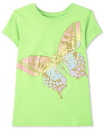 T-shirt graphique papillon arc-en-ciel pour filles