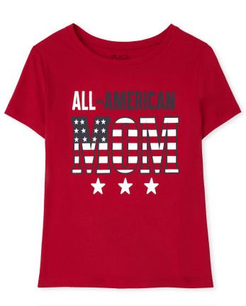 Camiseta con estampado familiar estadounidense a juego para mujer