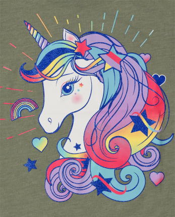 Paquete de 3 camisetas de manga corta con gráfico de unicornio para niñas