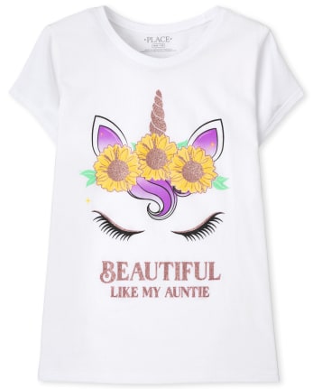 Girls Unicorn Auntie Graphic Tee