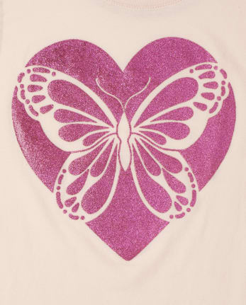 Girls Butterfly Heart Graphic Tee