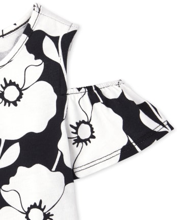 Lot de 2 hauts à épaules dénudées à pois et fleurs pour petites filles