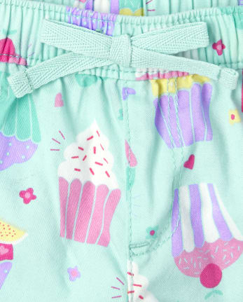 Shorts de sarga estampados para bebés y niñas pequeñas