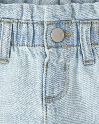 Shorts vaqueros con cintura paperbag para bebés y niñas pequeñas