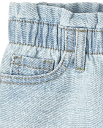 Shorts vaqueros con cintura paperbag para bebés y niñas pequeñas