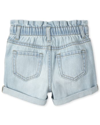 Shorts vaqueros con cintura paperbag para bebés y niñas pequeñas