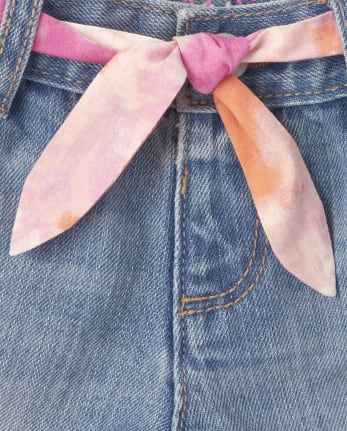 Shorts de mezclilla con cinturón para bebés y niñas pequeñas