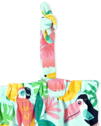 Mameluco tropical con hombros anudados para bebés y niñas pequeñas