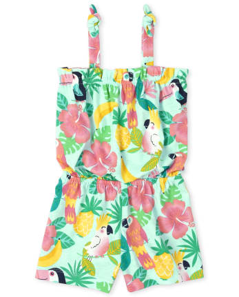 Mameluco tropical con hombros anudados para bebés y niñas pequeñas