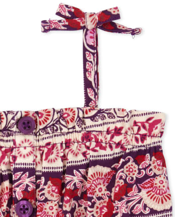 Mameluco con hombros anudados y estampado para bebés y niñas pequeñas