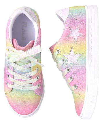 Girls Glitter Rainbow Star Low Top Sneakers