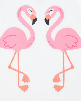 Toddler Girls Mix And Match Sleeveless Flamingo Ruffle Top