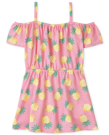 Baby And Toddler Girls Pineapple Off Shoulder Dress