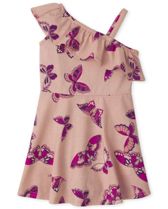 Baby And Toddler Girls Butterfly One Shoulder Dress