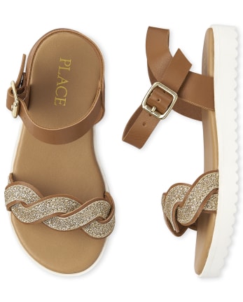 Toddler Girls Glitter Braided Sandals