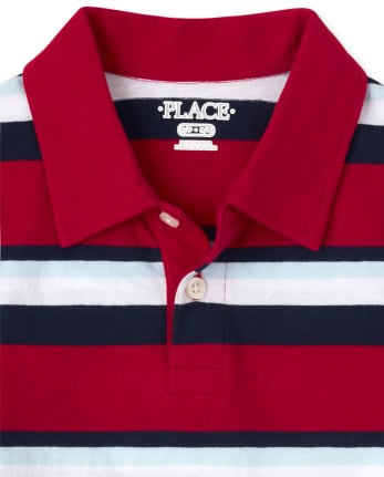 Boys Striped Jersey Polo