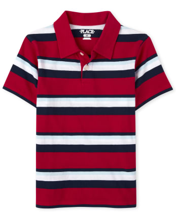 Boys Striped Jersey Polo