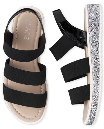 Girls Glitter Elastic Sandals