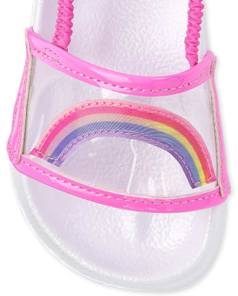 Chanclas transparentes con diseño de arcoíris para niñas pequeñas