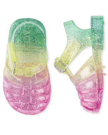 Sandalias de gelatina arcoíris para niñas