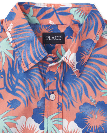 Mens Dad And Me Tropical Poplin Button Up Shirt