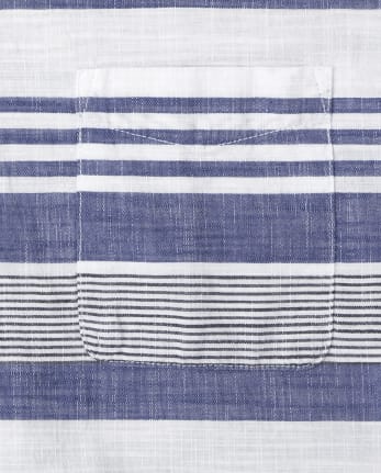 Chemise boutonnée en chambray rayé papa et moi pour hommes