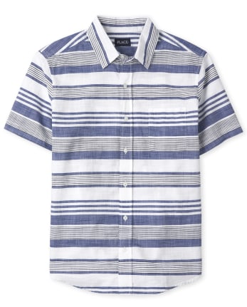 Chemise boutonnée en chambray rayé papa et moi pour hommes