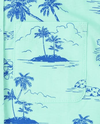 Baby And Toddler Boys Palm Tree Poplin Button Up Shirt