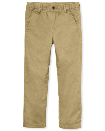 Boys Uniform Stretch Pull On Straight Chino Pants - FLAX