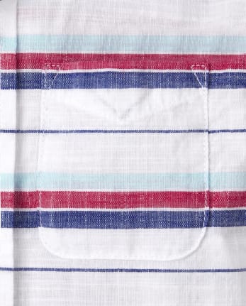 Baby And Toddler Boys Americana Striped Chambray Button Down Shirt