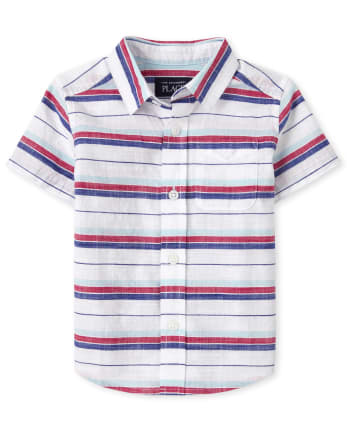 Baby And Toddler Boys Americana Striped Chambray Button Down Shirt