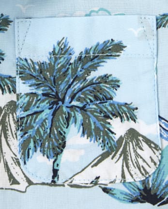 Camisa de popelina con botones de dinosaurio tropical para bebés y niños pequeños